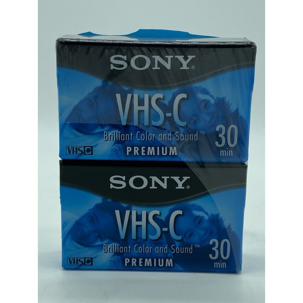 Sony‎ VHS-C Premium Cassette Tapes Blank 2-Pack Factory Sealed 30-Minute Record